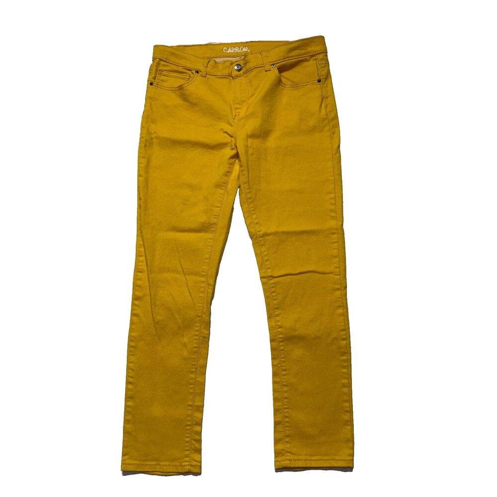 Carbon Womens Mustard Yellow Skinny Jeans Size 34 Mid Rise Stretch Colored Denim